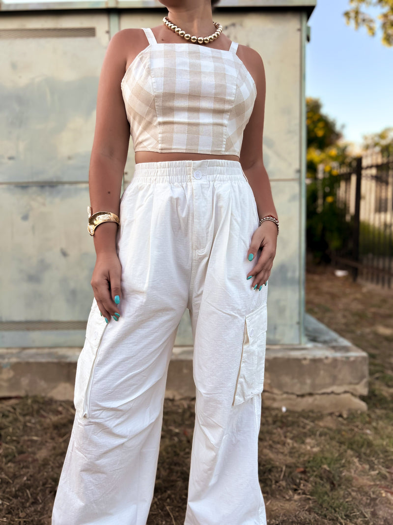 Gingham Ivory Crop Top