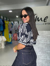 Navy Off White Top