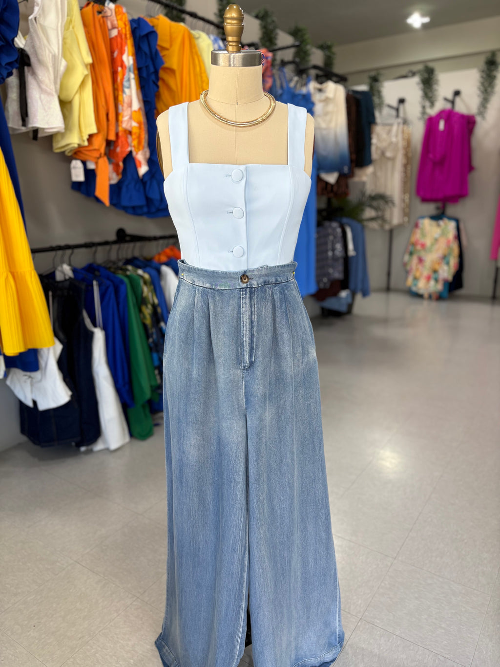 Denim Wide Leg Pants