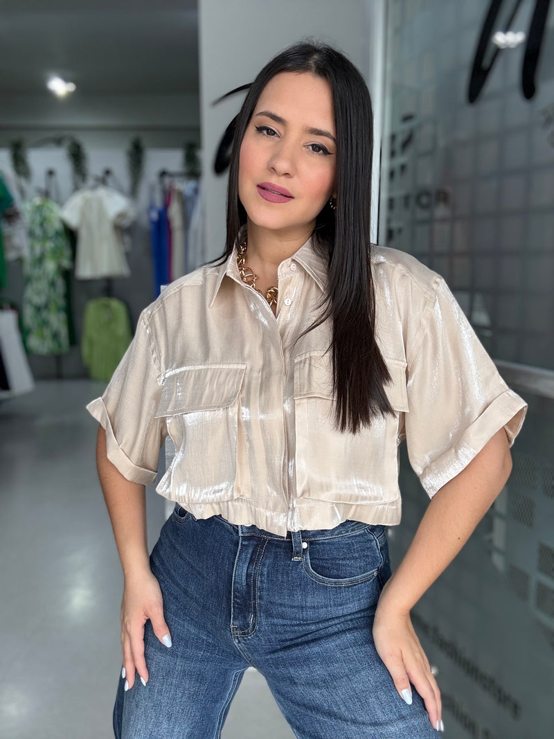 Champagne Crop Shirt