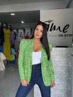 Green Snake Printed Blazer