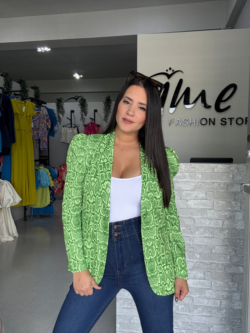 Green Snake Printed Blazer