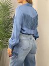 Denim Blue Fringes Shirt