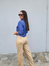 Taupe Leather and Jean Pant