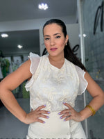 Cream Flowers Blouse