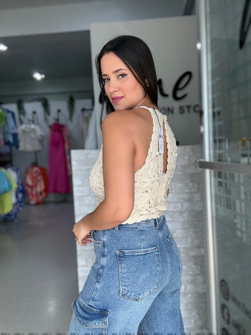 Natural Crochet Top