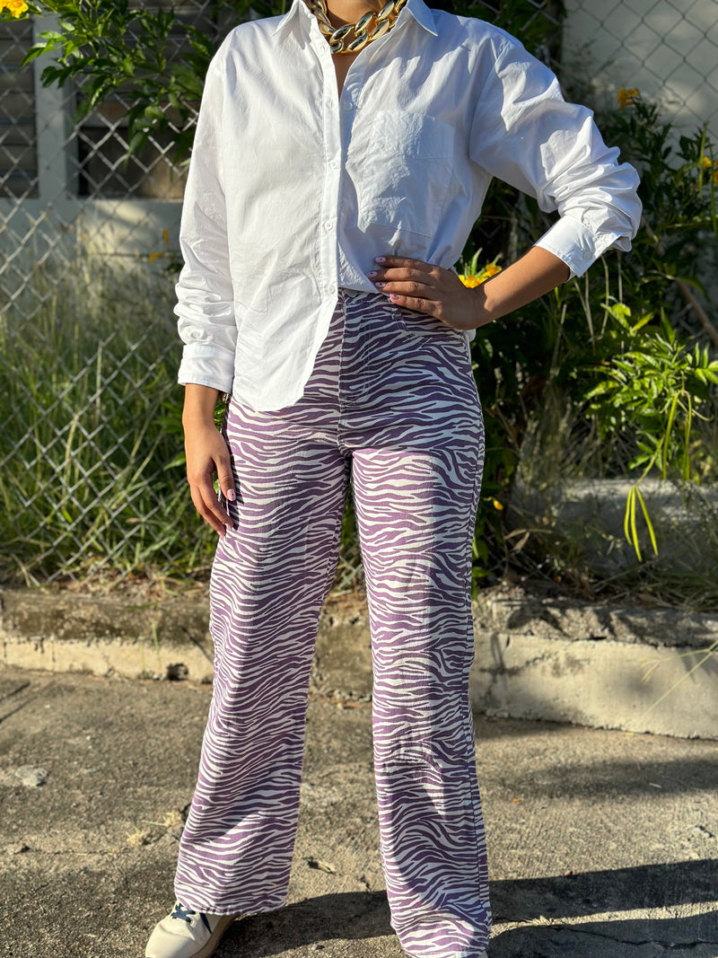 Purple Denim Zebra Pant