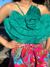 Green Organza Flower Top