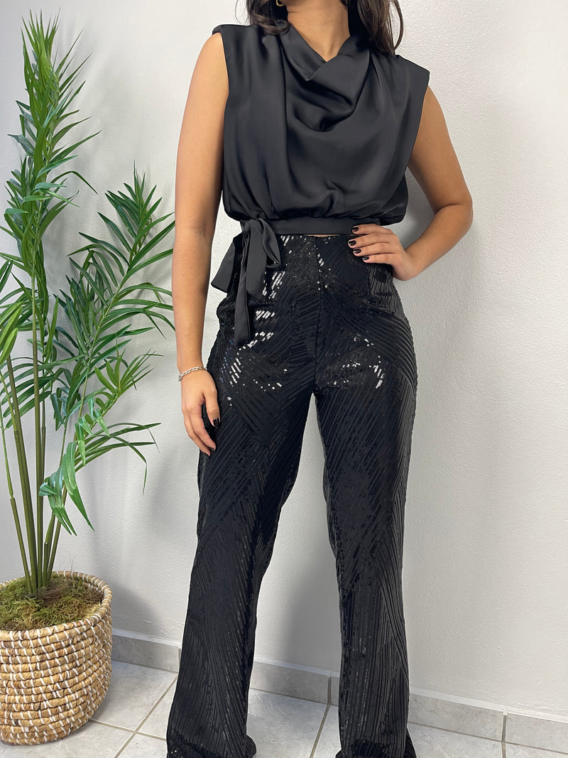 Sequins Black Pant