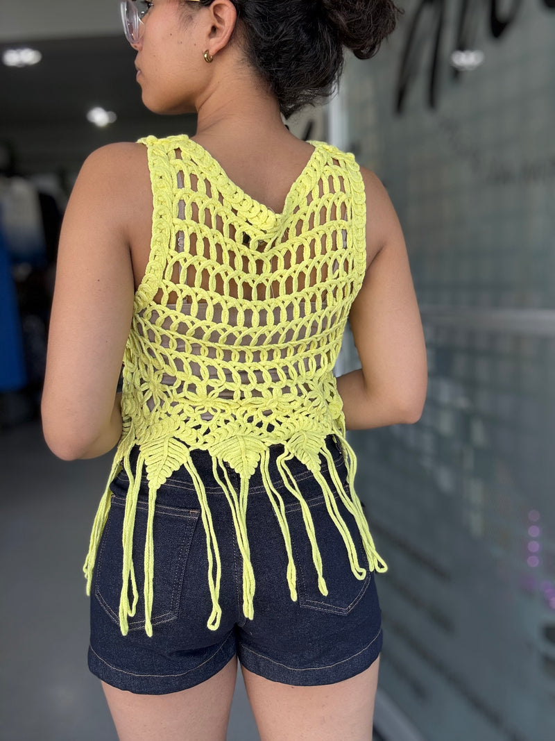 Yellow Macrame Top