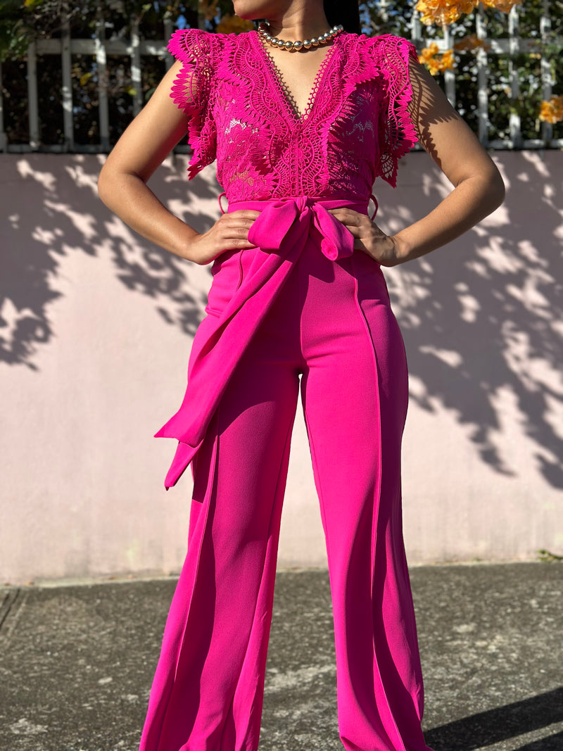 Fuchsia Lace Jumpsuit