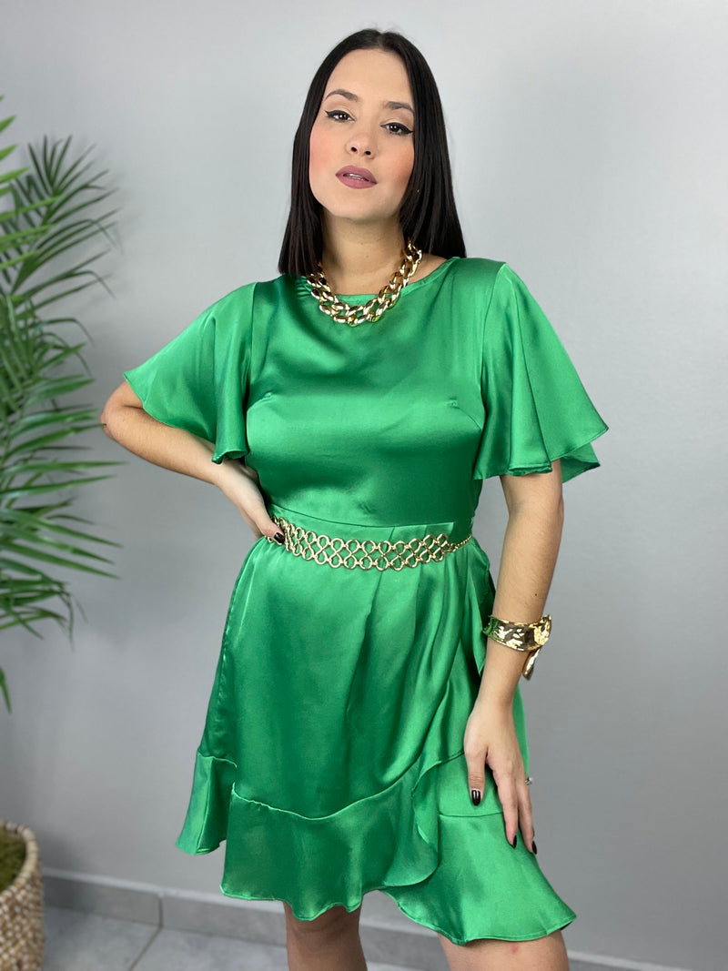 Green Satin Dress