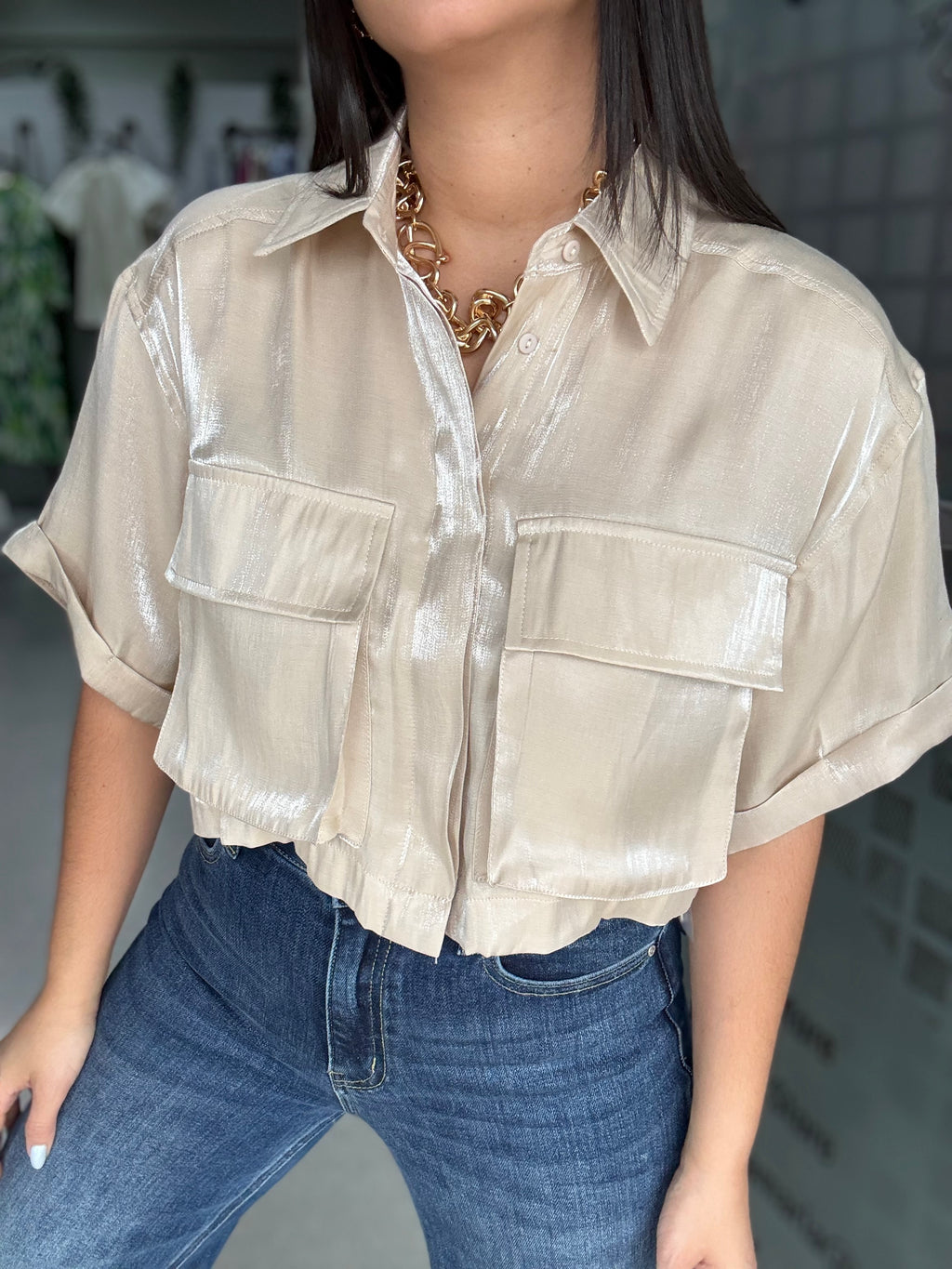 Champagne Crop Shirt