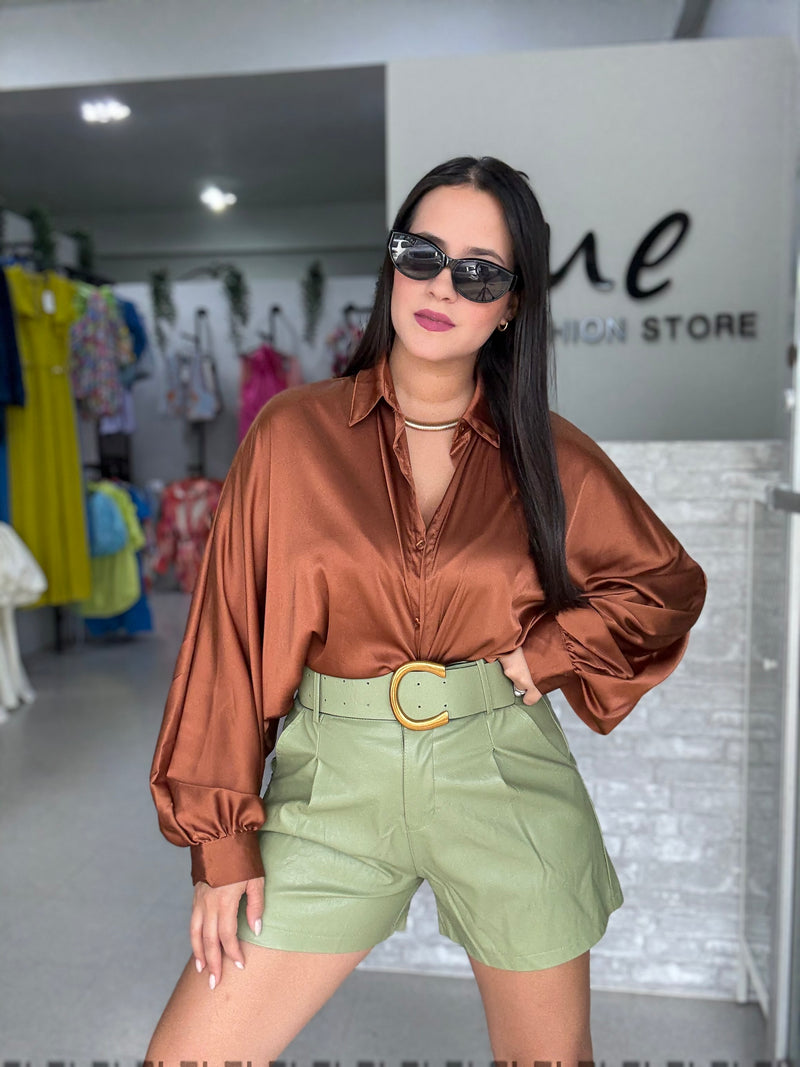 Green Leather Short