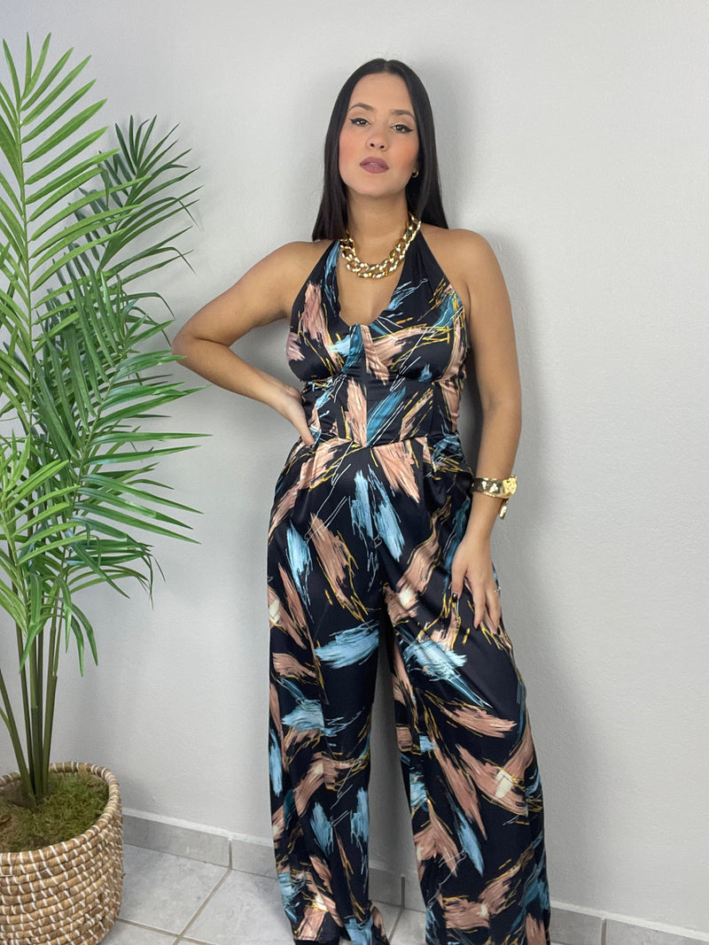 Navy Abstract Jumpsuit