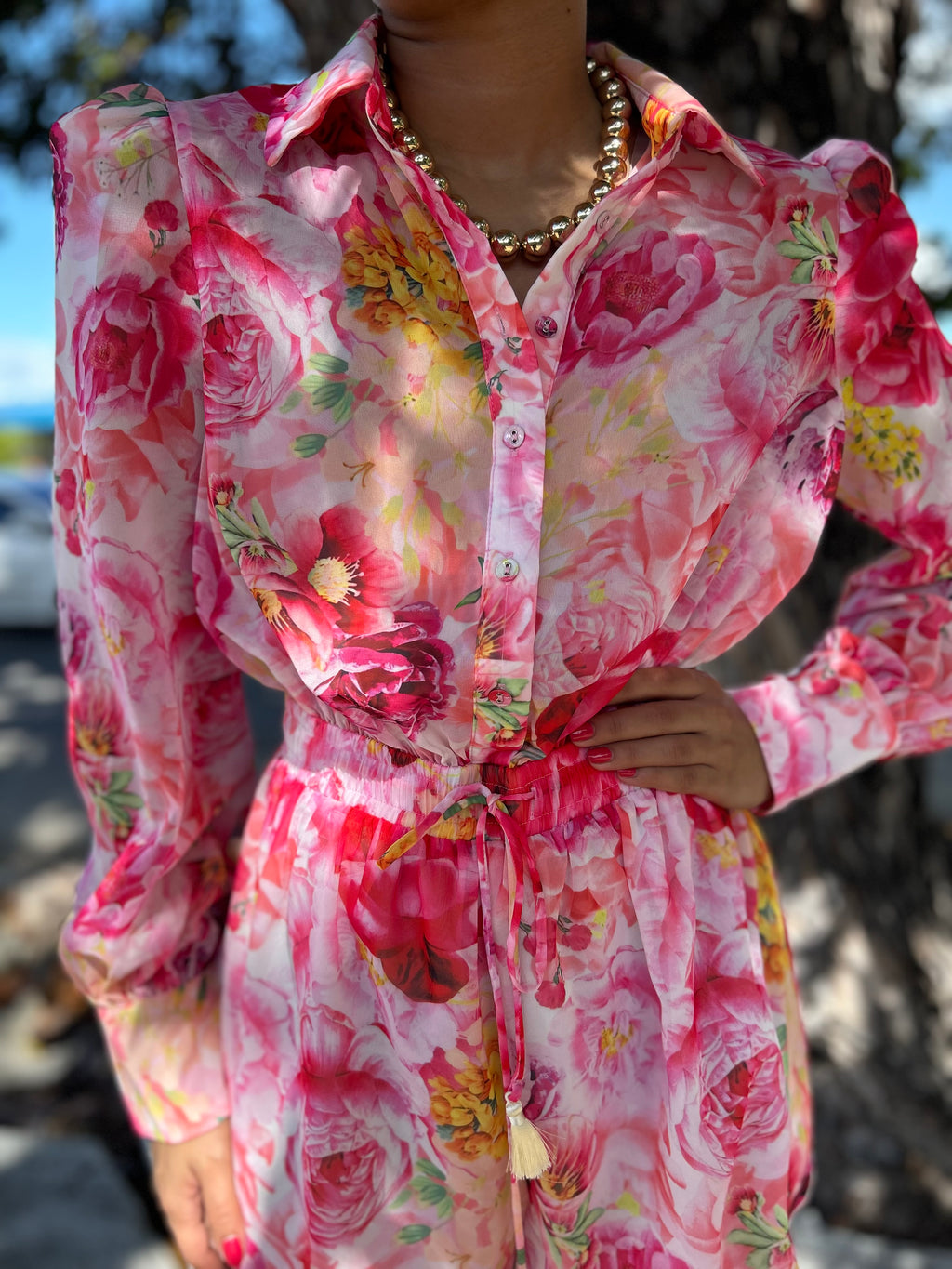 Pink Floral Romper