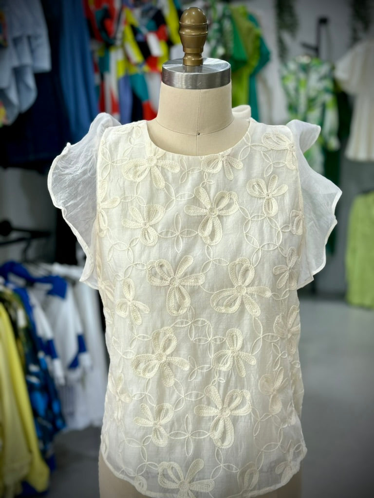 Cream Flowers Blouse