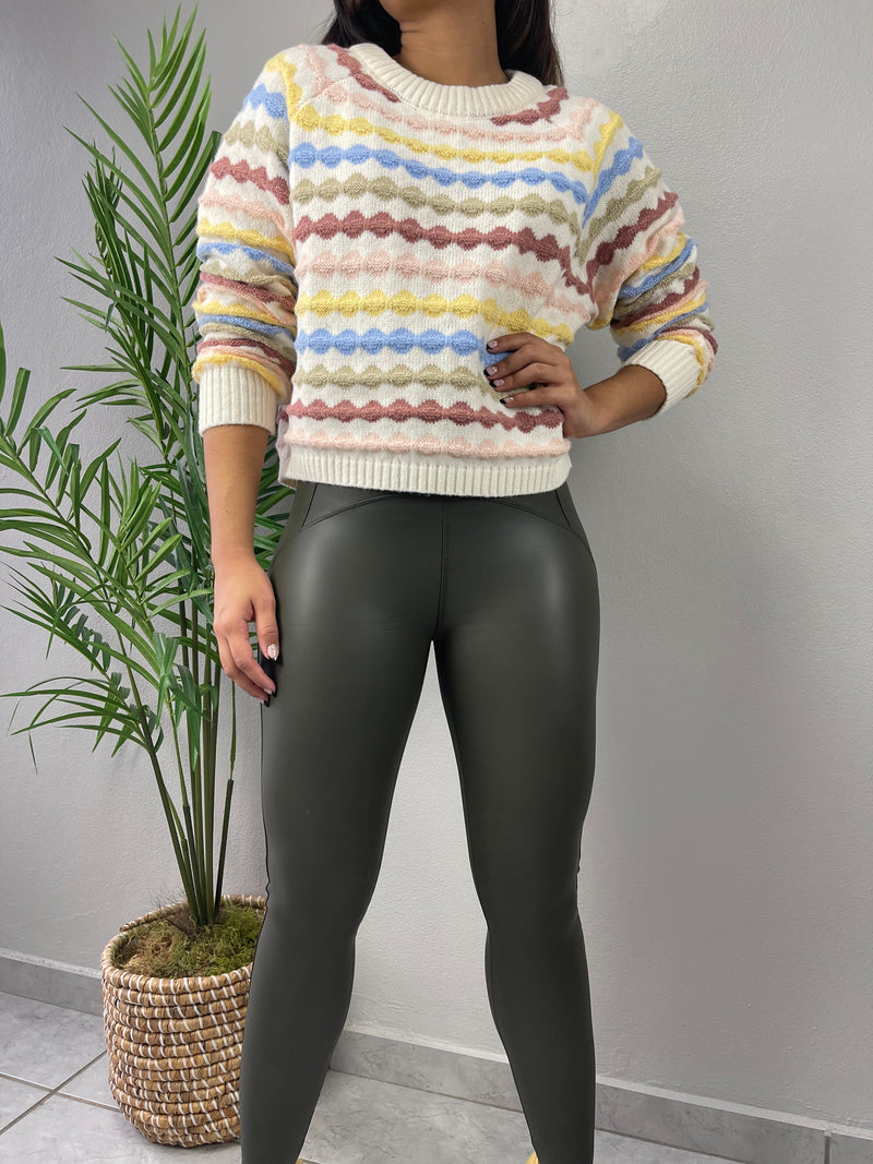 Olive Green Leather Legging