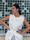 White Belted Vest Set