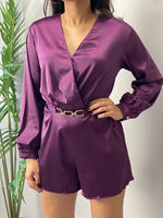 Plum Satin Romper