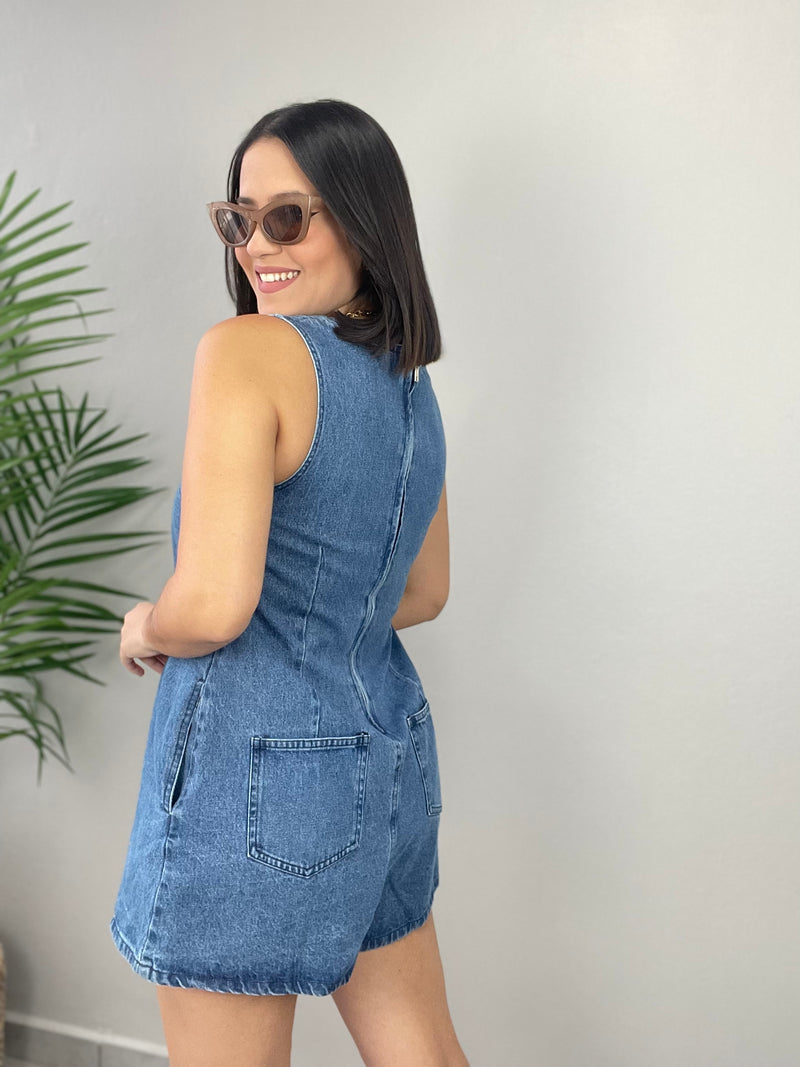 Blue Denim Romper