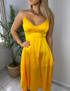 Sunset Gold Satin Dress