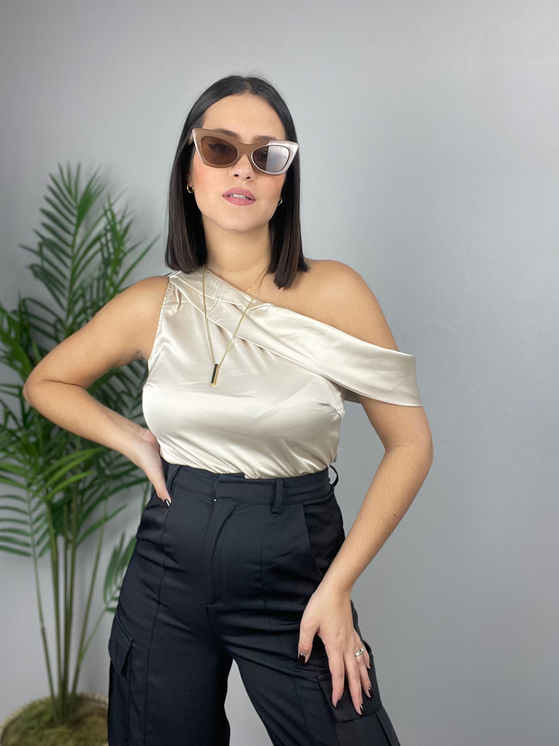 Champagne One Shoulder Top