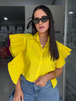 Yellow Pleated Blouse