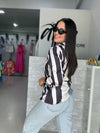 Stripes Printed Black Blouse