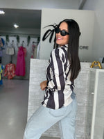 Stripes Printed Black Blouse