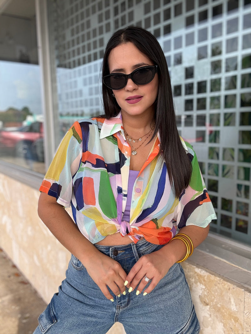 Multicolor Chiffon Blouse