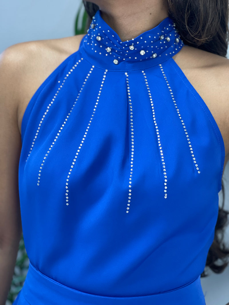 Royal Blue Halter Jumpsuit