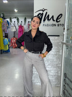 Grey Stripes Bottom with Belt