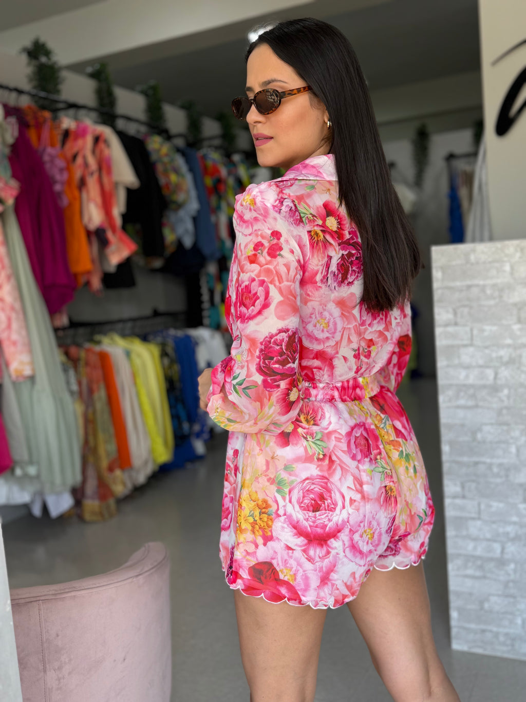 Pink Floral Romper