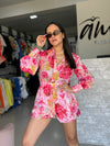Pink Floral Romper