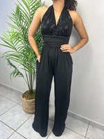 Black Sequins Jumpsuit