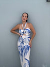 Blue Halter Maxi Dress