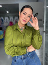 Olive Texture Button Blouse