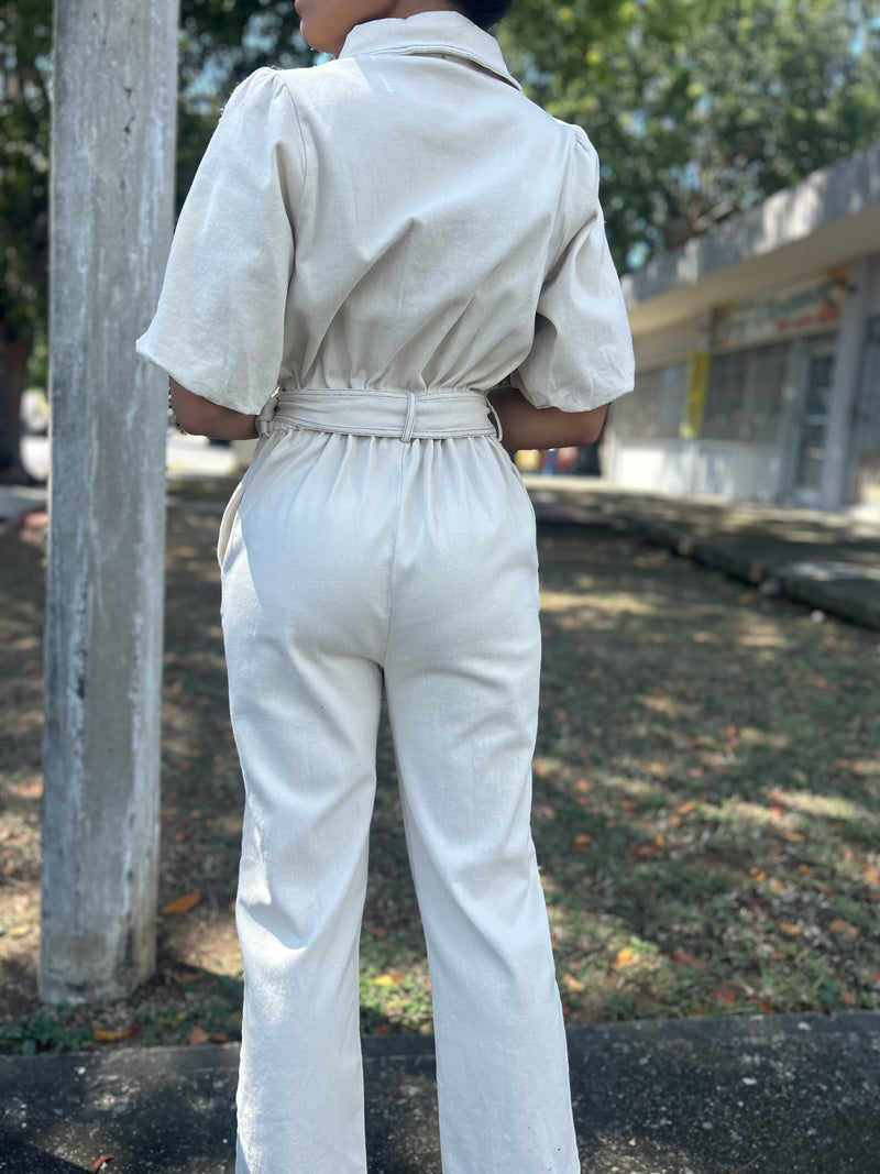 Ivory Denim Jumpsuit