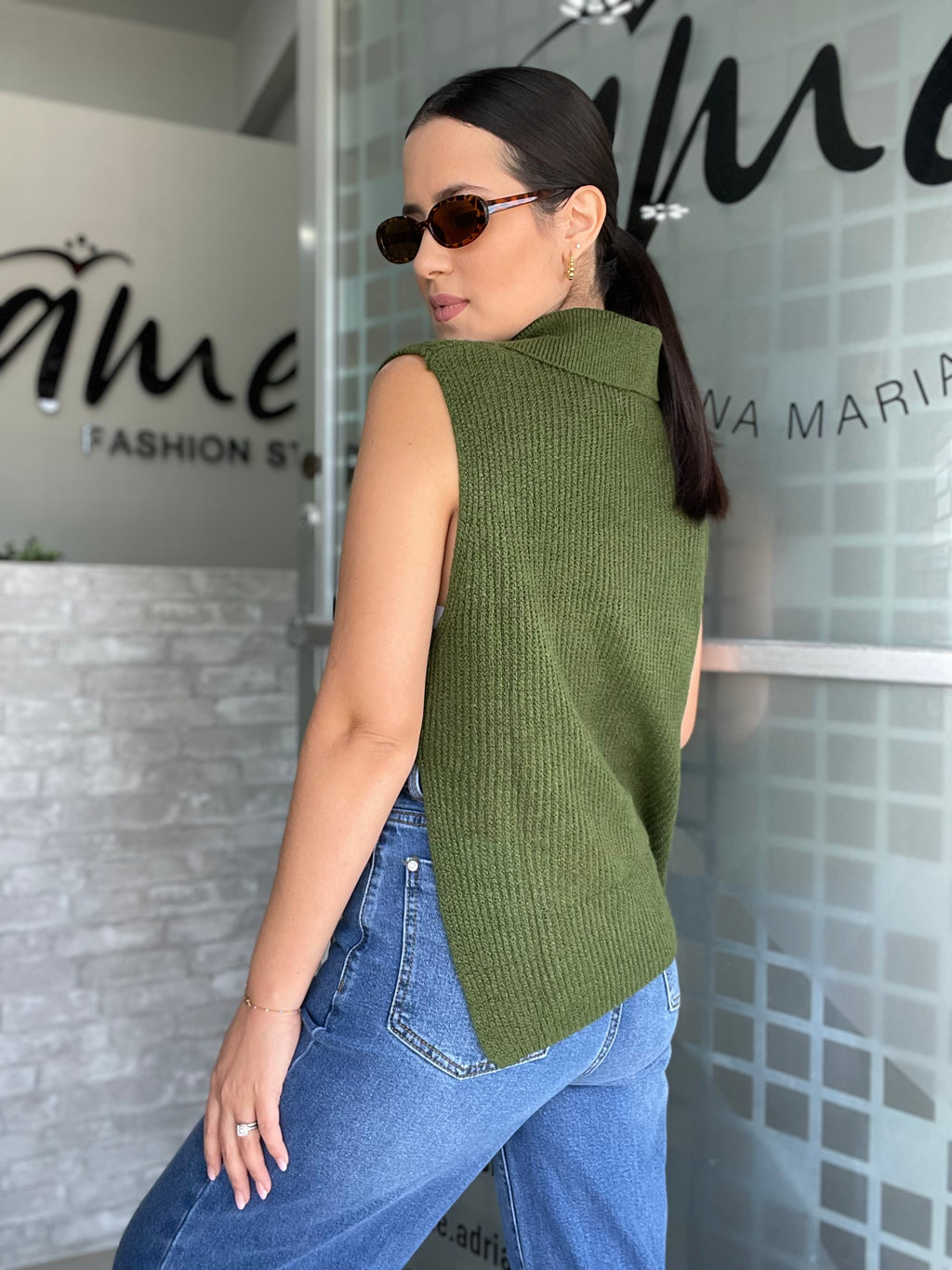 Olive Vest Sweater