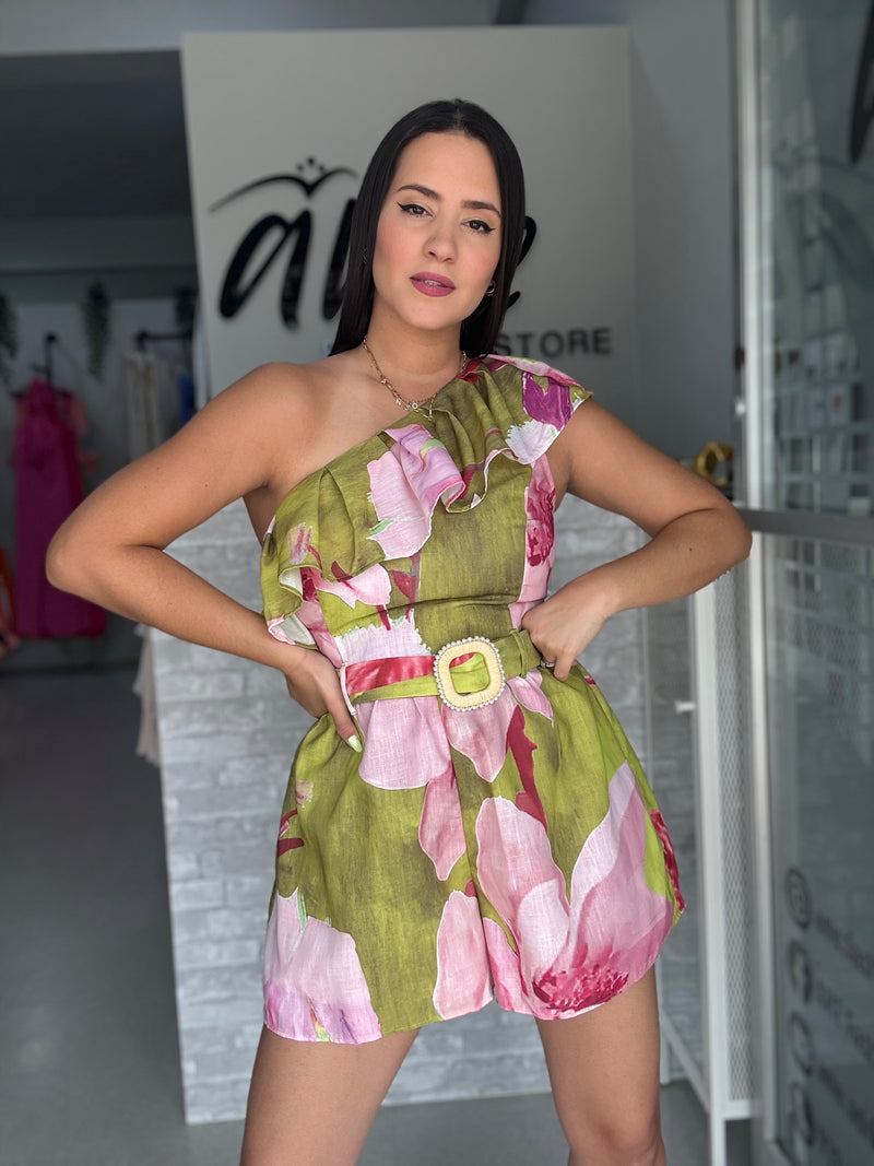 Green Tropical Romper