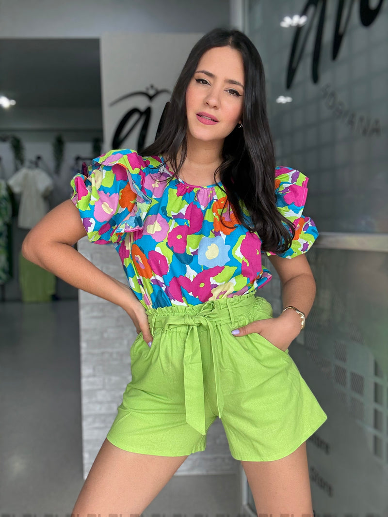 Multicolor Ruffles Blouse