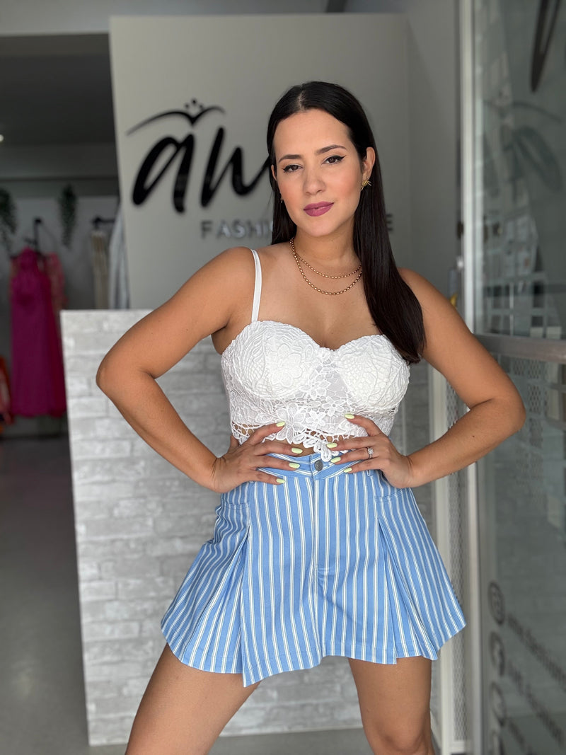 Stripes Blue Skort