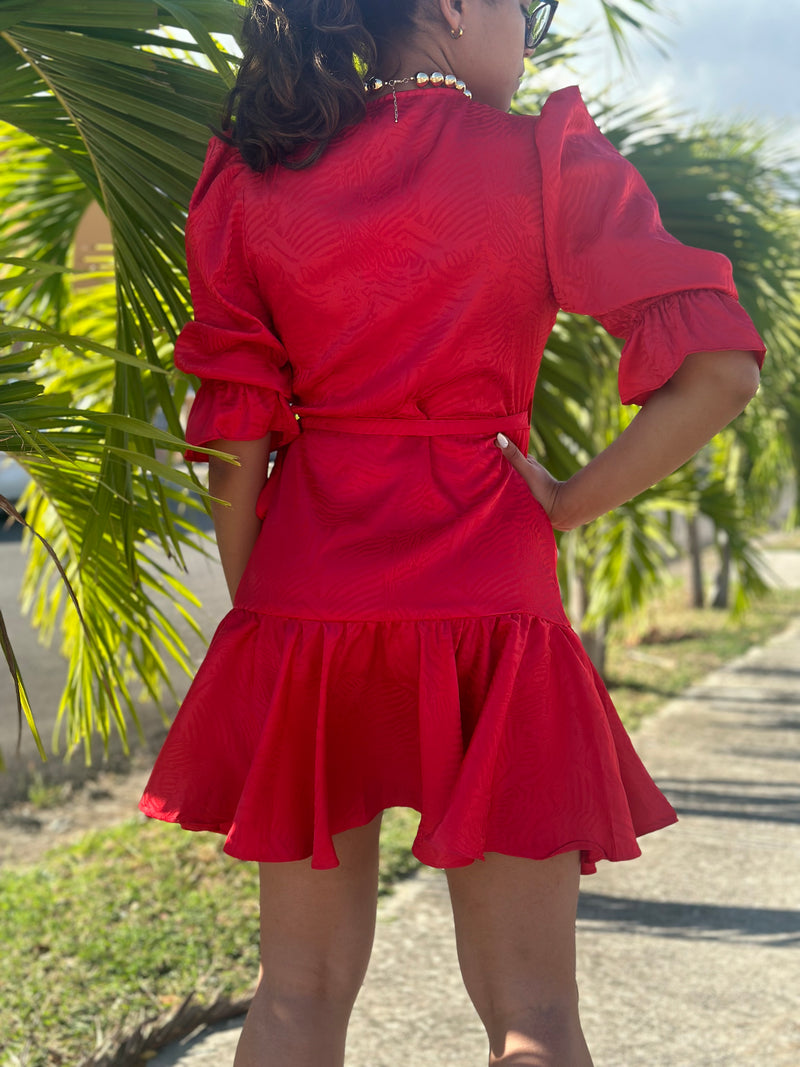 Satin Red Short Dress