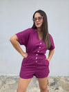 Linen Purple Romper