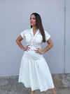 Midi Ivory Belt Dress