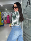 Green Stripes Sweater Top