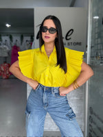 Yellow Pleated Blouse