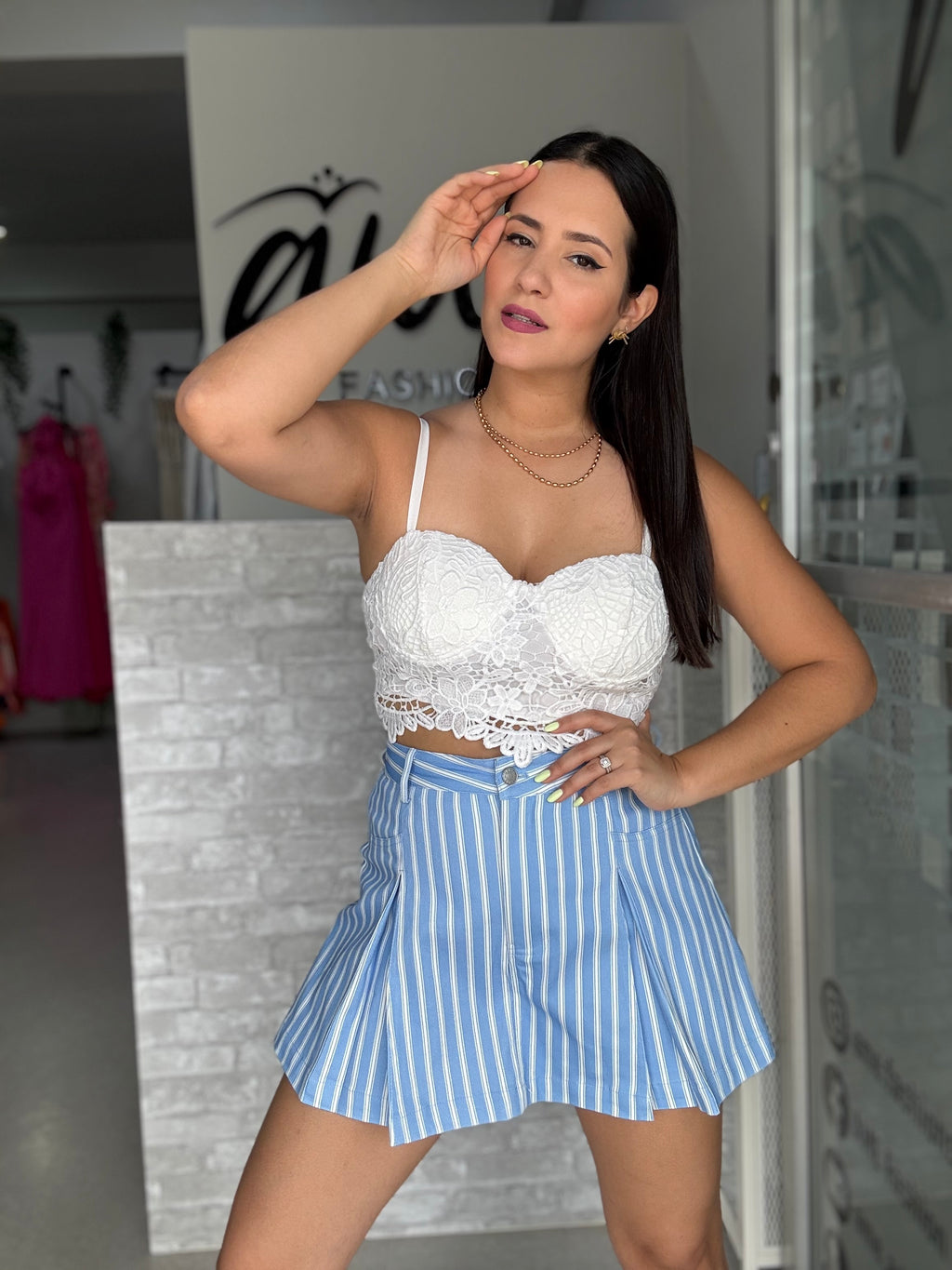 Stripes Blue Skort