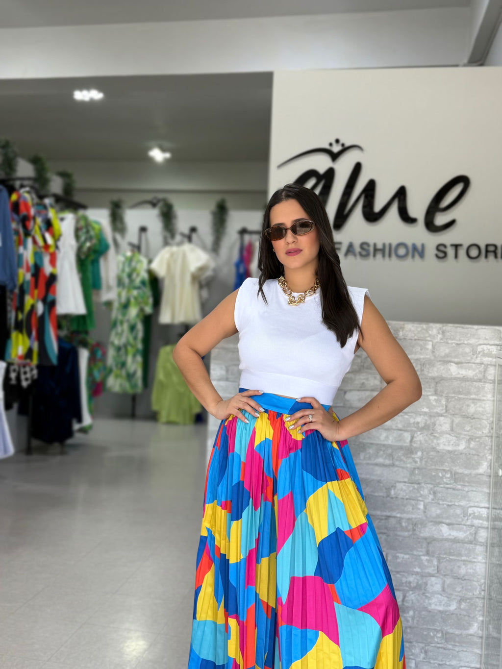 Multicolor Pleated Palazzo